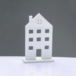 ^WOODEN DECORATIVE WHITE HOUSE WITH BASE ΔΙΑΚΟΣΜΗΤΙΚΟ ΜΟΤΙΦ 14*5*23cm^  -X062372